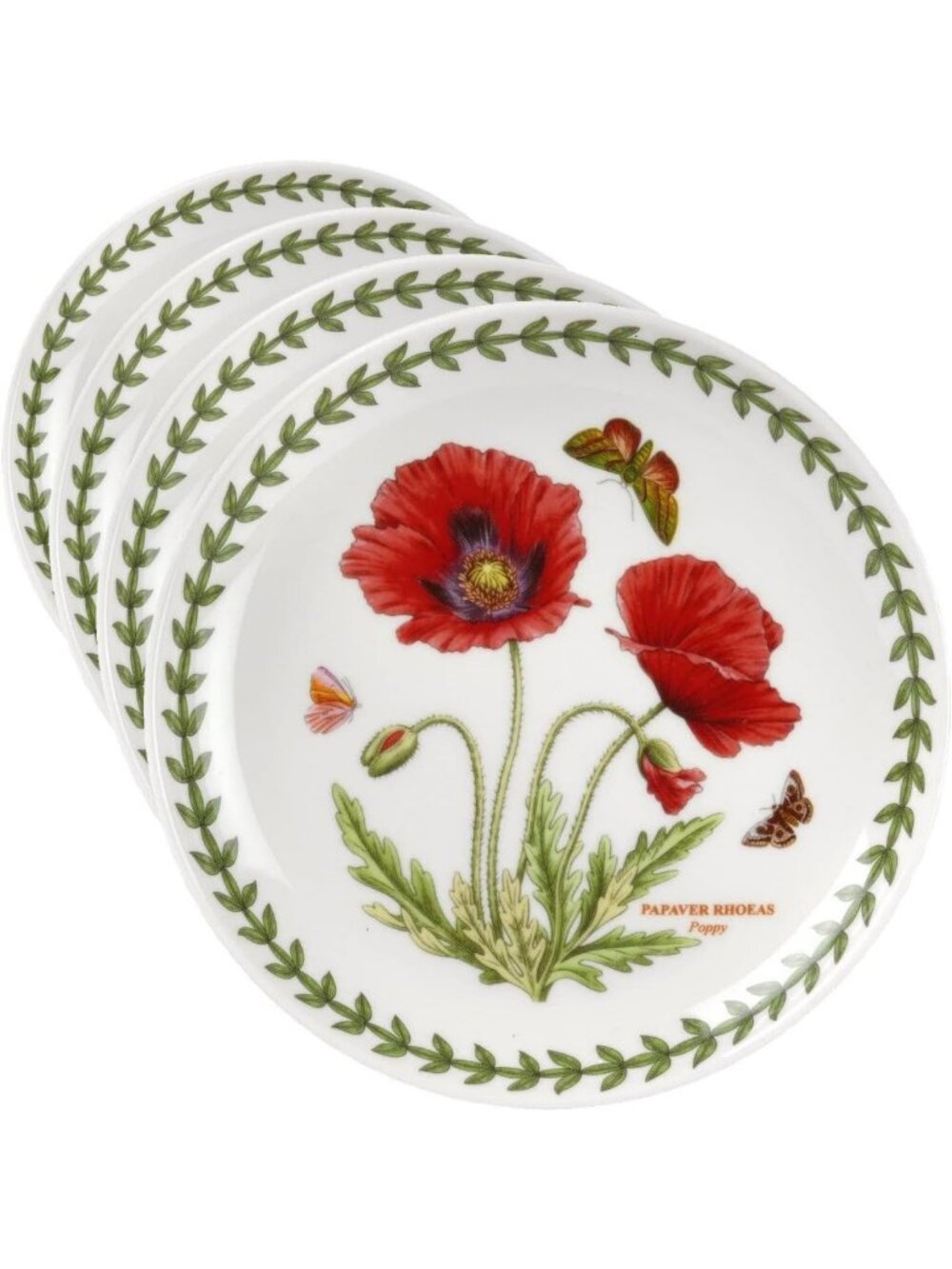 Elegant 6-Inch Coupe Plates - Poppy Motif, Durable Porcelain, Mix-and-Match